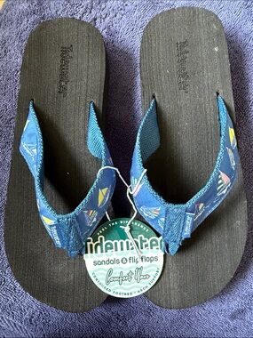 Tidewater Blue Patterned Men's Flip Flops - Comfort Wave